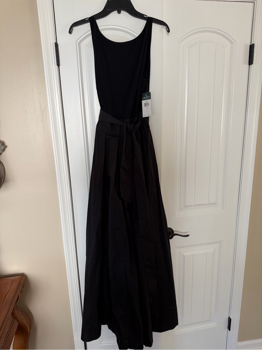 Lauren Ralph Lauren Black Sleeveless Maxi Dress with Waist Tie